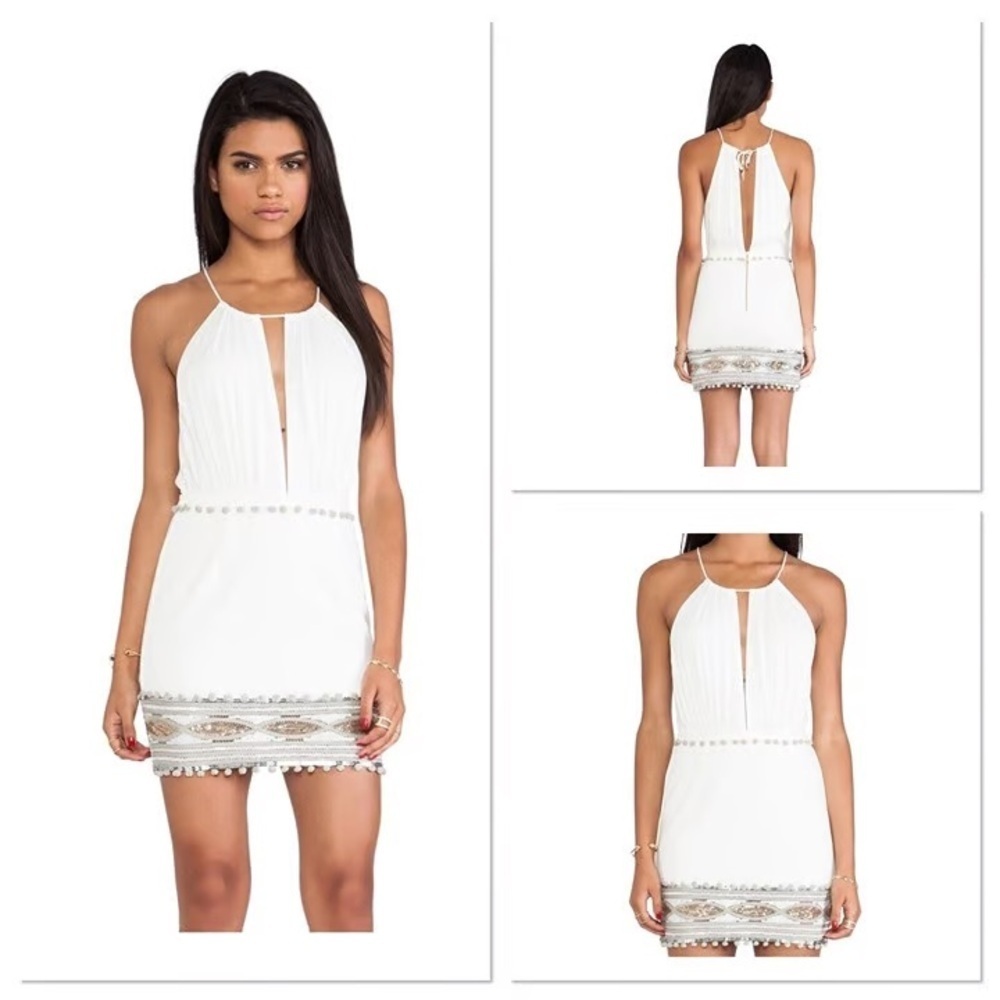 Blessed Are The Meek White Sequin Halter Mini Dress Bridal Bachelorette Size 4